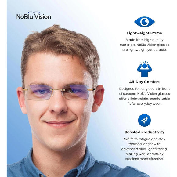 Noblu Vision Bluelight Glasses for Men & Women Glasses, No Blue Light Glasses - Picture 6 of 7